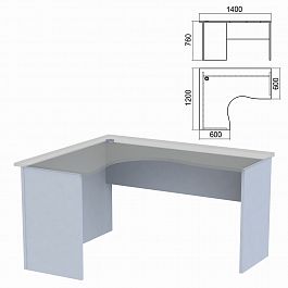 Стол компактный ЧАСТЬ 2 "Арго", 1400х1200х760 мм, левый, серый - Фото предпросмотра