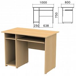 Стол компьютерный "Канц", 1000х600х750 мм, с тумбой, цвет бук невский, СК24.10 - Фото предпросмотра