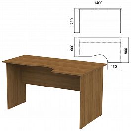 Стол письменный эргономичный "Канц", 1400х800х750 мм, правый, цвет орех пирамидальный, СК30.9 - Фото предпросмотра