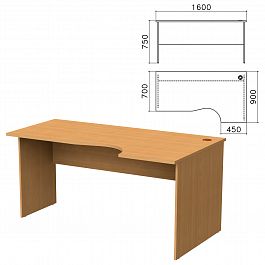 Стол письменный эргономичный "Монолит", 1600х900х750 мм, правый, цвет бук бавария, СМ6.1 - Фото предпросмотра