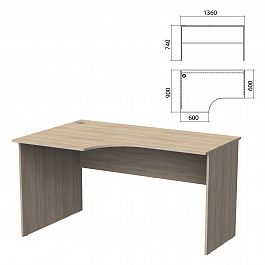 Стол письменный эргономичный "Бюджет" 1360х900х740 мм, левый, дуб сонома, 402662-091 - Фото предпросмотра