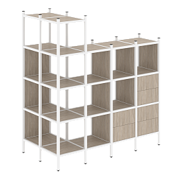 Loft Угловой внешний стеллаж наборный VR.L-57 Дуб аттик/Белый металл 862*1694*1869 - Фото предпросмотра