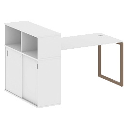 Metal System Quattro Стол письменный с шкафом-купе на О-образном м/к 40БО.РС-СШК-3.3 Т Белый/Мокко металл 1810*1120*1098 - Фото предпросмотра