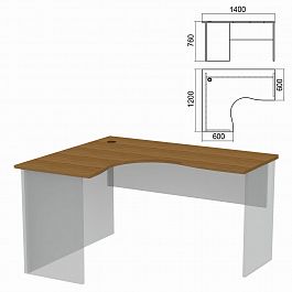 Стол компактный ЧАСТЬ 1 "Арго", 1400х1200х760 мм, левый, орех - Фото предпросмотра
