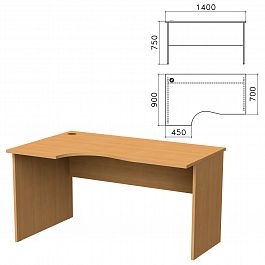 Стол письменный эргономичный "Монолит", 1400х900х750 мм, левый, цвет бук бавария, СМ5.1 - Фото предпросмотра