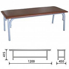 Банкетка без спинки "Астрид", 1200х450х415 мм, серый каркас, кожзам коричневый - Фото предпросмотра