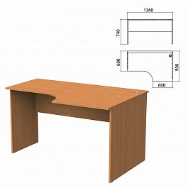 Стол письменный эргономичный "Бюджет", 1360х900х740 мм, правый, груша ароза, 402663-336 - Фото предпросмотра
