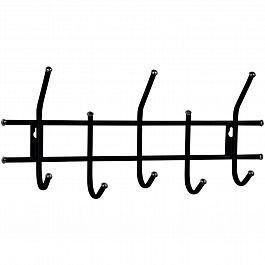 Вешалка настенная "Стандарт 2/5", 260х550х110 мм, 5 крючков, металл, черная - Фото предпросмотра
