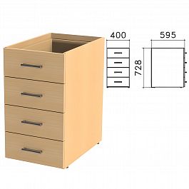 Тумба (каркас БЕЗ КРЫШКИ) приставная "Монолит", 400х595х728 мм, 4 ящика, бук бавария, ТМ06.1 - Фото предпросмотра