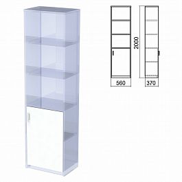 Шкаф полузакрытый ЧАСТЬ 2 "Арго", 560х370х2000 мм, дверь, 4 полки, серый - Фото предпросмотра