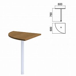 Стол приставной угловой "Арго", 600х600 мм, БЕЗ ОПОРЫ, орех - Фото предпросмотра