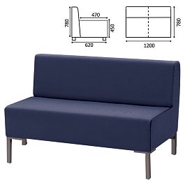 Диван мягкий двухместный "Хост" М-43, 1200х620х780 мм, без подлокотников, экокожа, темно-синий - Фото предпросмотра