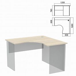 Стол компактный ЧАСТЬ 1 "Арго", 1200х1200х760 мм, правый, ясень шимо - Фото предпросмотра