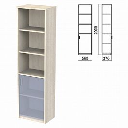 Шкаф полузакрытый ЧАСТЬ 1 "Арго", 560х370х2000 мм, дверь, 4 полки, ясень шимо - Фото предпросмотра