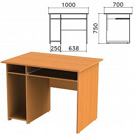 Стол компьютерный "Фея", 1000х700х750 мм, с тумбой, цвет орех милан, СФ05.5 - Фото предпросмотра