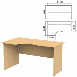 Стол письменный эргономичный "Канц", 1400х800х750 мм, левый, цвет бук невский, СК36.10 - Фото предпросмотра