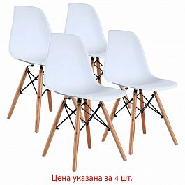 Стулья BRABIX "Eames CF-010", КОМПЛЕКТ 4 шт., пластик белый, опоры дерево/металл, 532630, 2033A - Фото предпросмотра