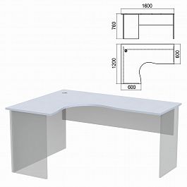 Стол компактный ЧАСТЬ 1 "Арго", 1600х1200х760 мм, левый, серый - Фото предпросмотра